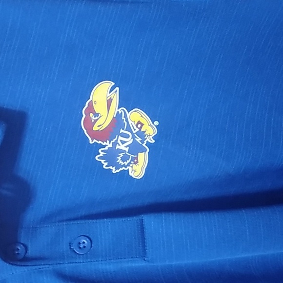 Men's Adidas Kansas Jayhawks Football Polo Shirt - Picture 4 of 10